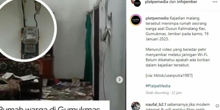 Rumah Warga di Jember Hancur Usai Jaringan Wifi Tersambar Petir – Berita Jatim
