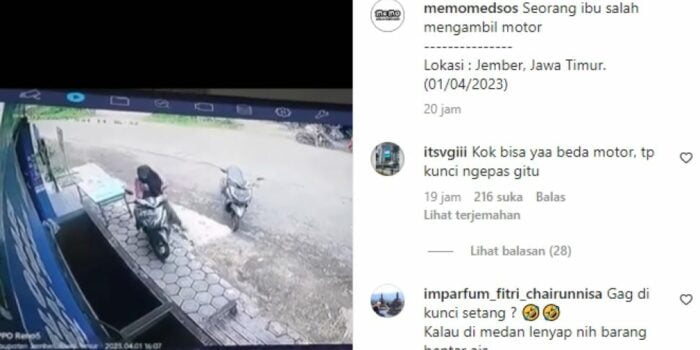 Viral Emak-emak dan Seorang Pria Salah Ambil Motor, Warganet Auto Bingung