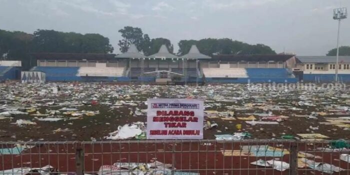 Duhh, Stadion Gajah Mada Mojokerto Dipenuhi Sampah