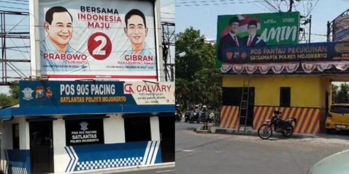 Baliho Capres Nomor Satu dan Dua Kompak Kena Semprit Bawaslu Mojokerto