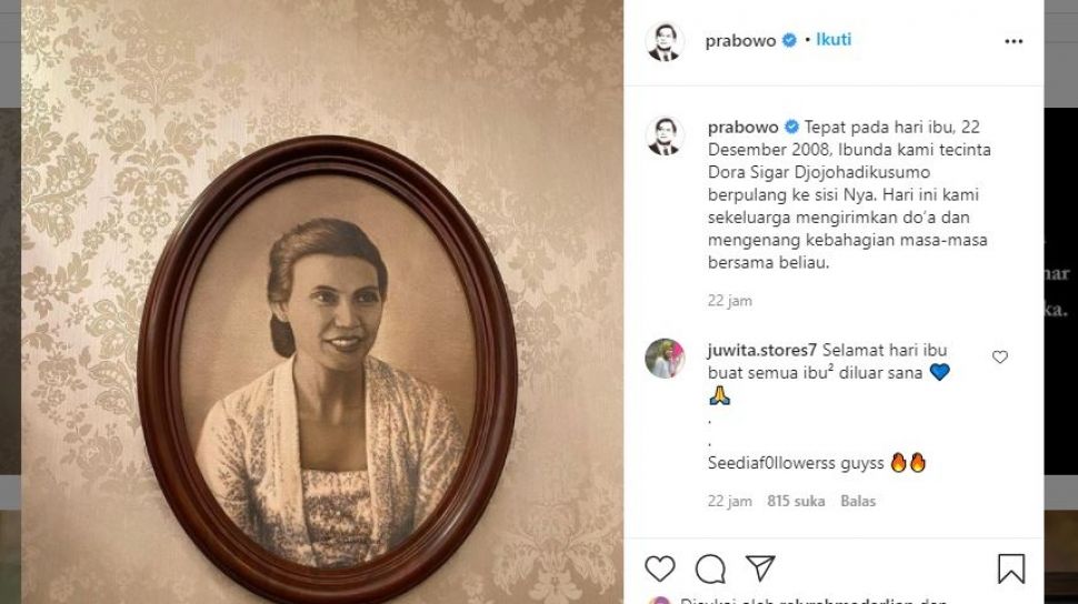 Potret Ibu Prabowo Dora Marie Bersama Keluarga Sigar yang Jarang Dilihat Publik: Menawan dan Feminim