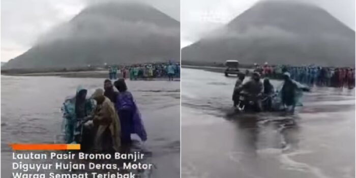 Lautan Pasir Bromo Banjir, Wisatawan Terjebak Hingga Kesulitan Melintas